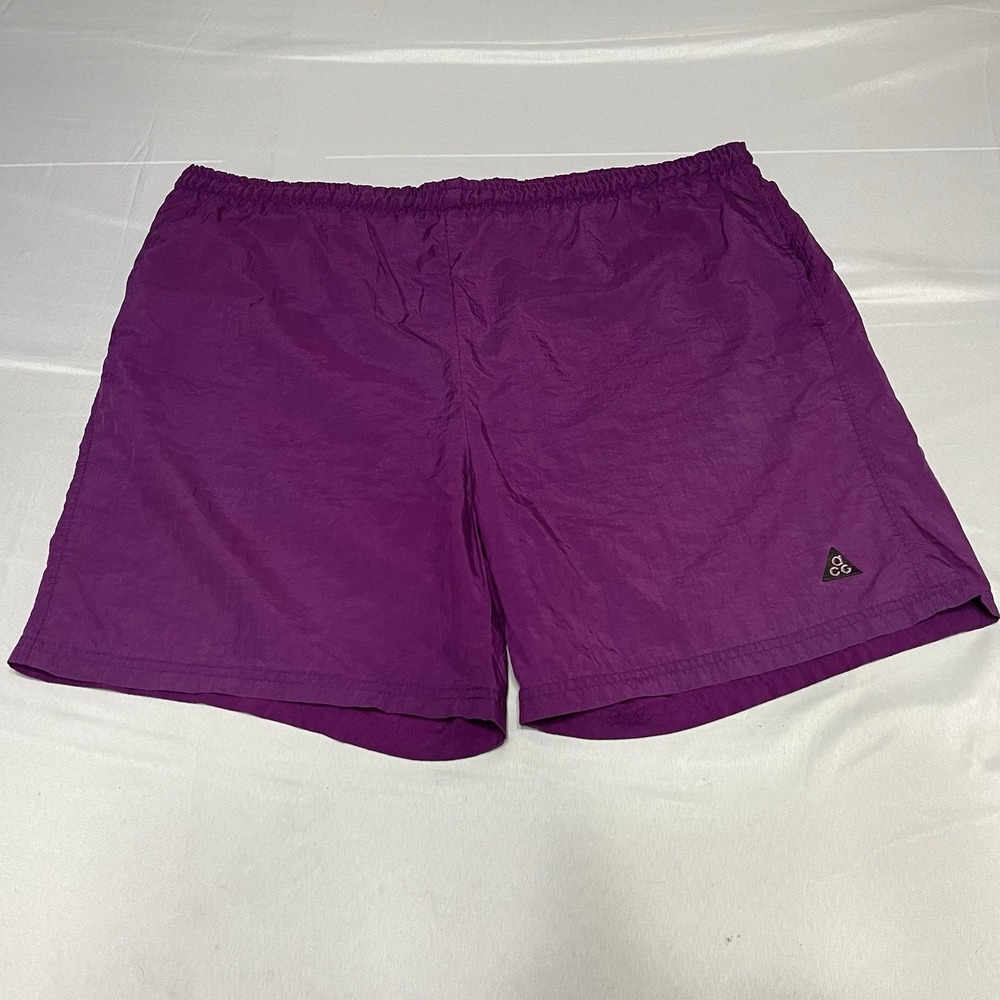 Vintage 90s Nike ACG Shorts Trunks Mens XL Purple Nylon Mesh Lined Gorp